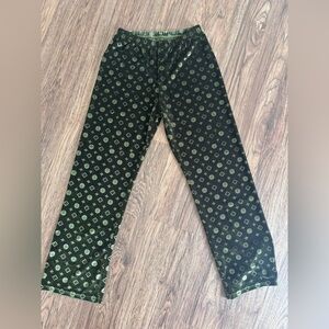 Luxury Logo Print Pants in Olive and Black